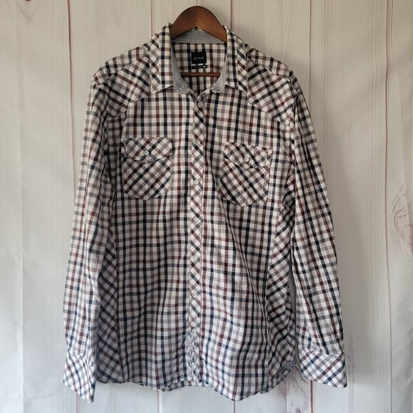 Buckle JB Holt Men’s XL Western Plaid Button-down Long Sleeve Shirt, 100% Cotton - Picture 1 of 11
